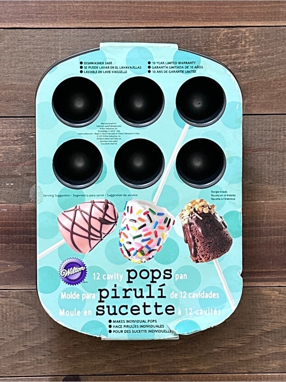 Wilton Pops Pan in Light Teal and Black - 12-Cavity Cake Pop Mold